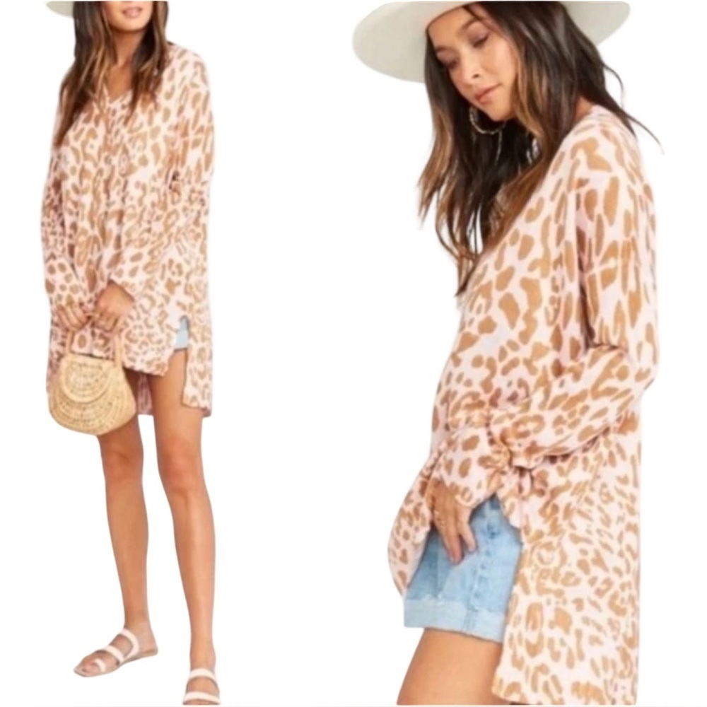 Show Me Your Mumu Pink Leopard V-Neck Sweater -M 🐆 💖